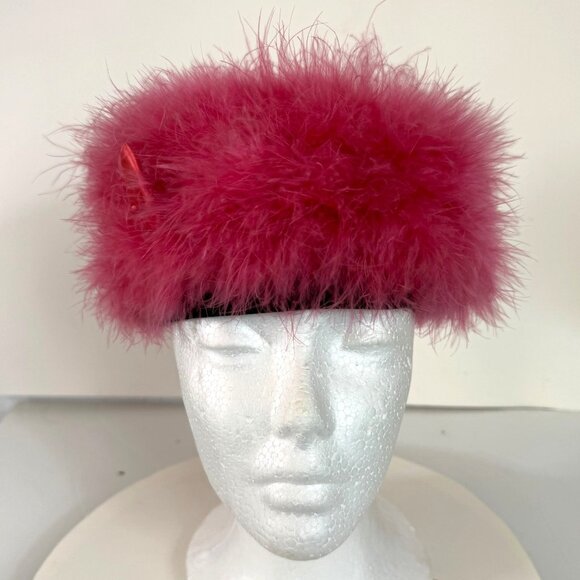 Pink Angora Beret Hat Satin Bow VTG Fuzzy Raspberry French Style 50s 60s Winter - Picture 11 of 11